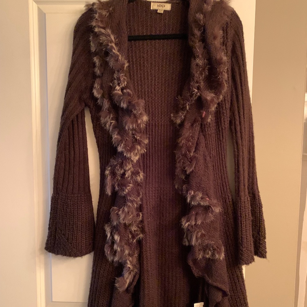 HOBO FUR-TRIMMED CARDIGAN
